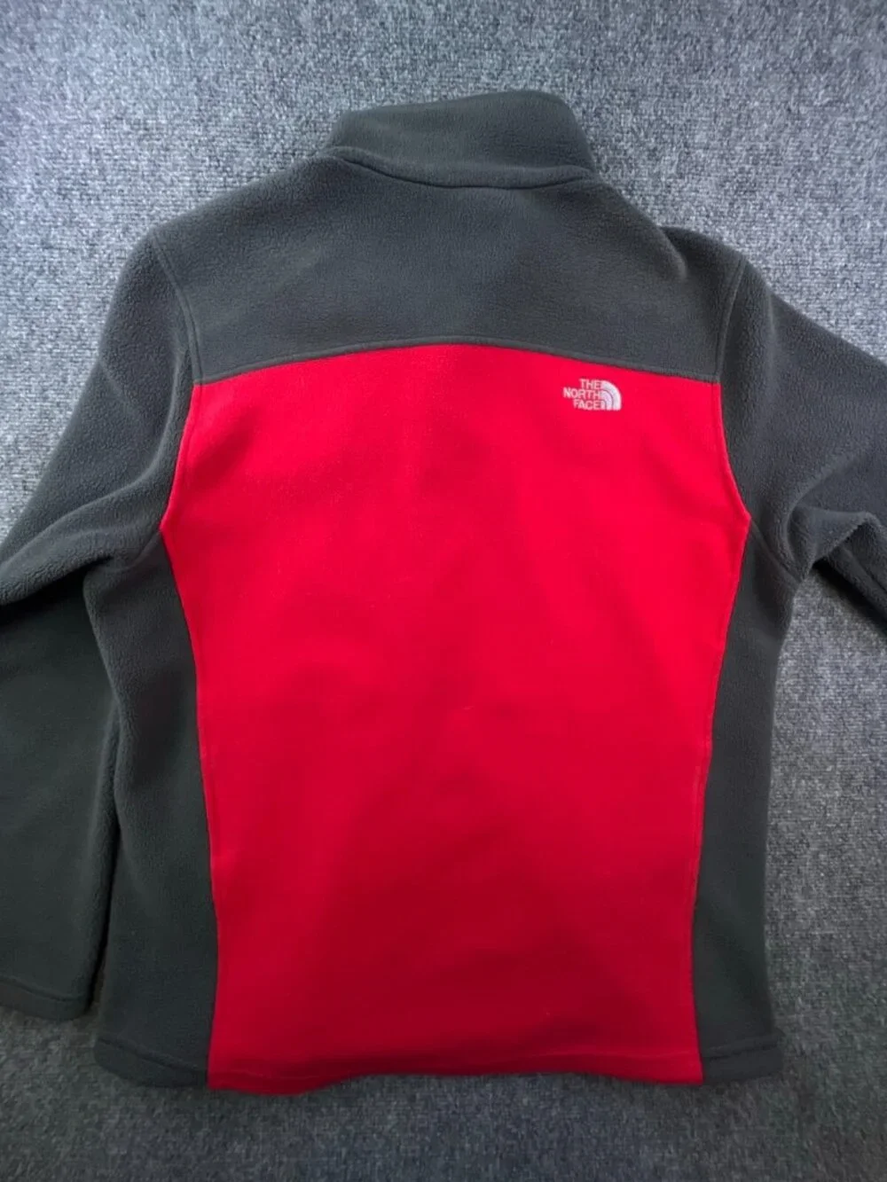 The North Face Jacket Men’s Large Fleece Red Gray Full Zip Long Sleeve w Logo